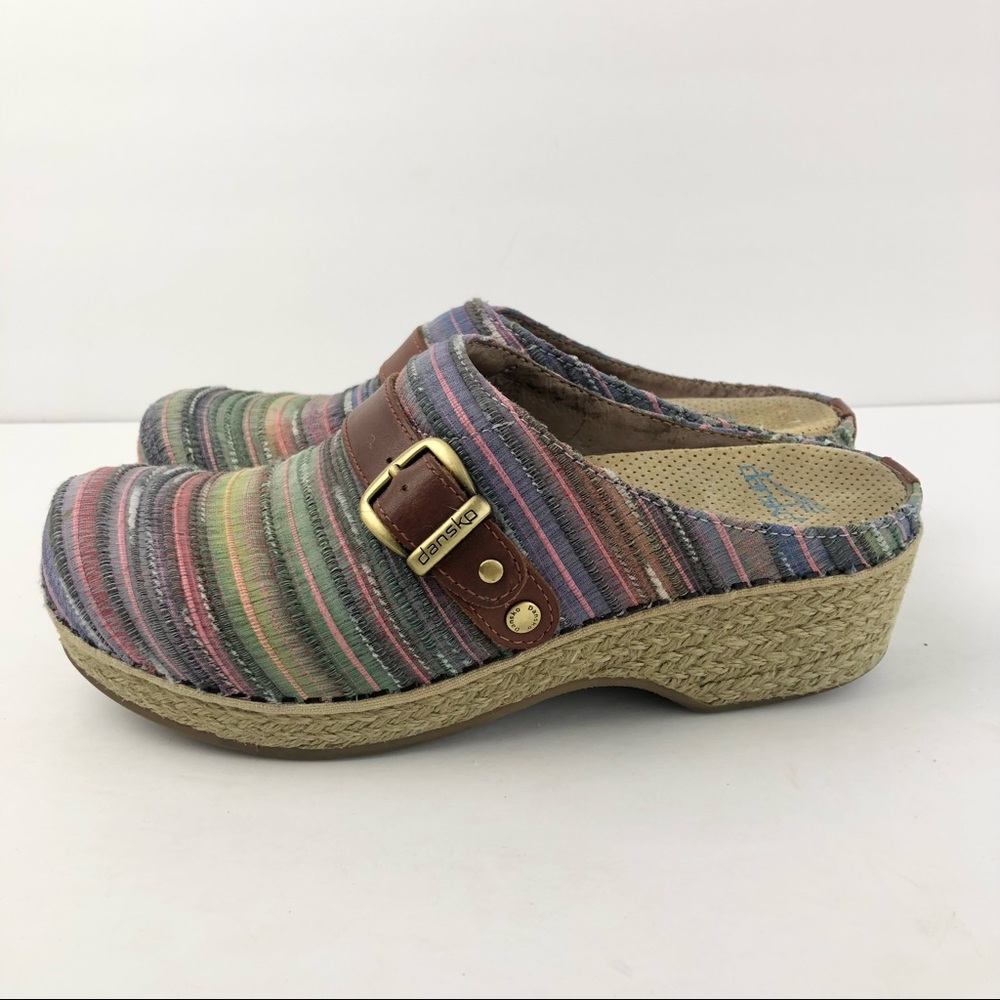 Dansko Multicolored Jute Espadrille Mule Clogs Artisan Weave 37